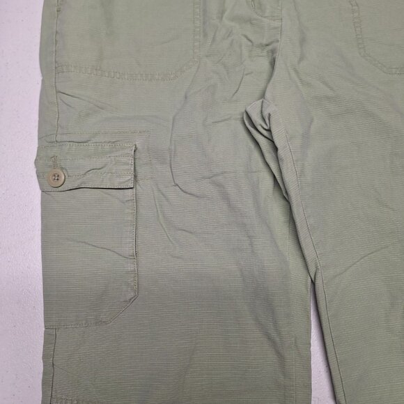 Woolrich Cropped Rolled Pants Petite Adjustable Green Buttons Womens 12 Short - Picture 9 of 10